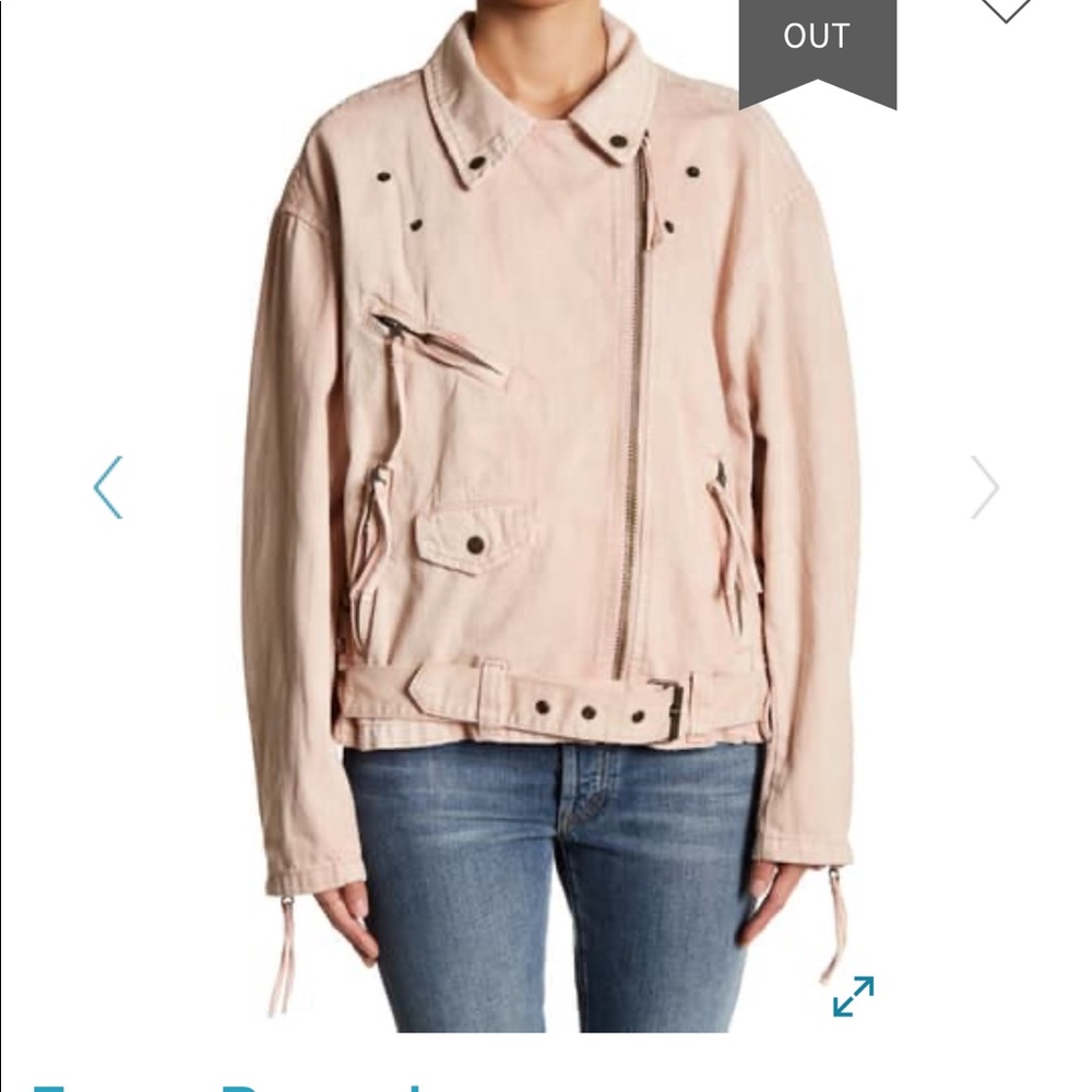 Free people lace up denim moto jacket